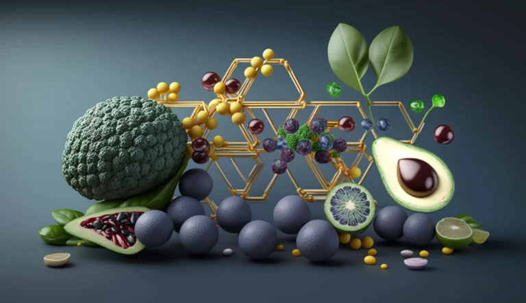 illustration of glutathione, display of foods containing glutathione