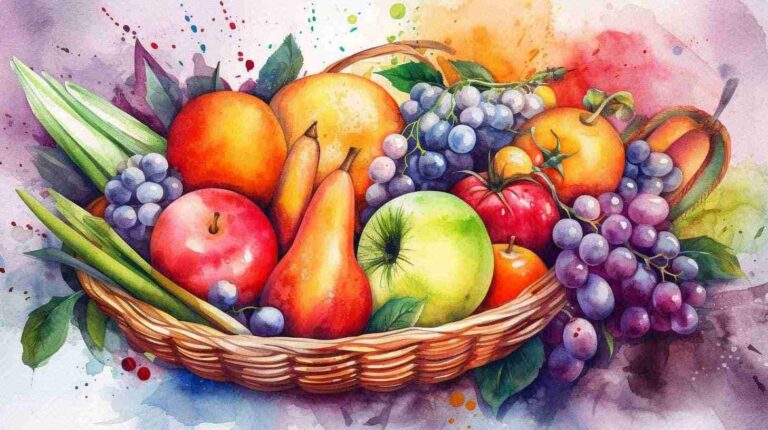 a basket of fruits that contains antioxidants like grapes, apple and more