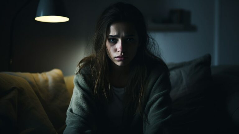 a_girl_sitting_in_a_dimly_lit_room