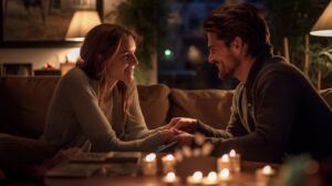 couple drinking and playing games